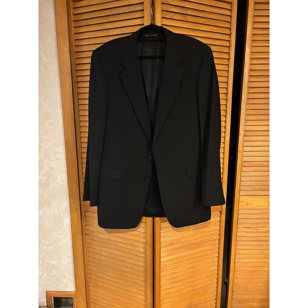 Paul Dione Blazer Mens 44L Sport Coat Charcoal Solid Black Formal Work Academia